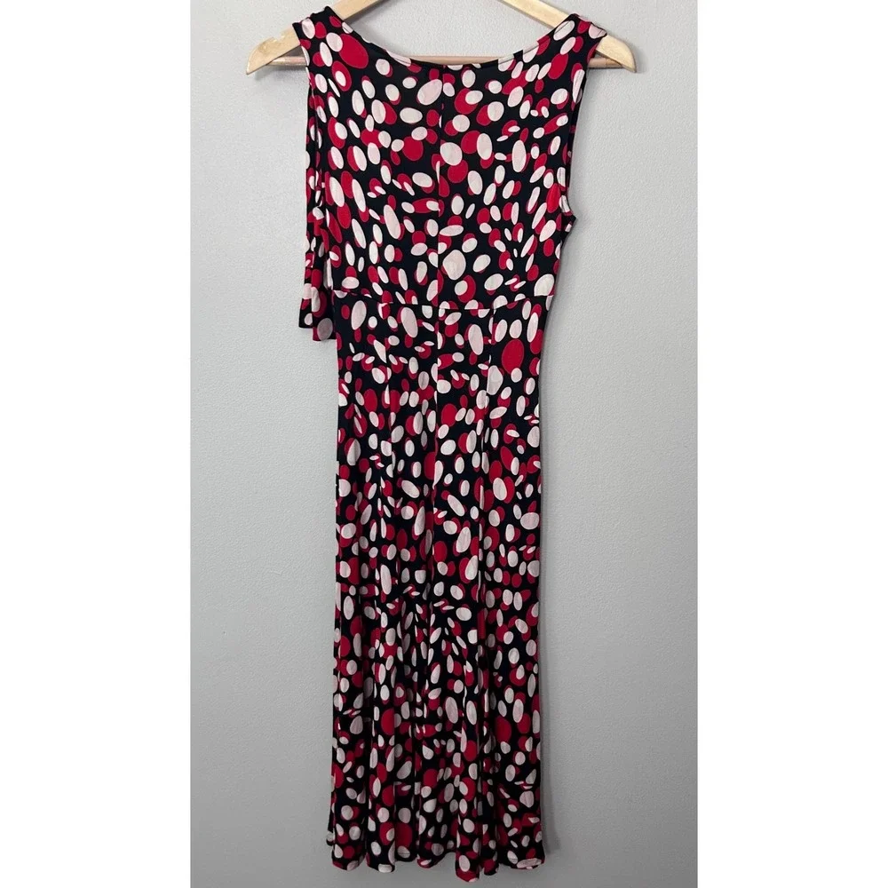 M Missoni Dress Womens 4 Black Red Polka Dot V Neck Jersey Midi Made in Italy